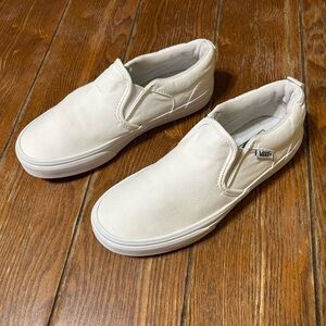 White Vans Classic Slip On Shoes Sneakers Youth Unisex Boys Girls Size 3